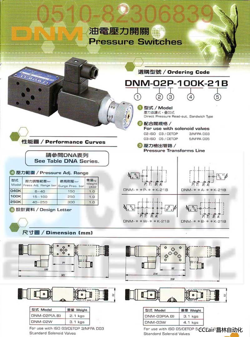 TWOWAY臺灣 壓力繼電器 DNM-02P-40K-06i DNM-03W-40K-06i DNM-03B-40K-06i
