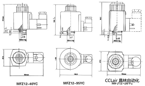 油研型液壓閥用電磁鐵線圈，MFJ12-YC交流濕式閥用電磁鐵,MFZ12-YC直流濕式閥用電磁鐵,比例電磁鐵